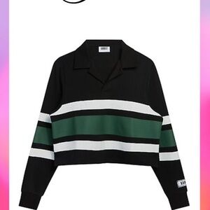 Krost Women's Black and Green Colorblock polo